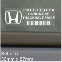 5 x HONDA GPS Tracking Device Security WINDOW Stickers 87x30mm-Civic,Jazz,CR-V,Accord,Prelude,Car,Van Alarm Tracker